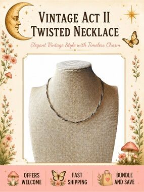 Vintage ACT II Twisted Black Gold Necklace 18” Classic Rope Chain